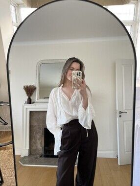 H&M EDITION OVERSIZED LINEN-BLEND SHIRT
